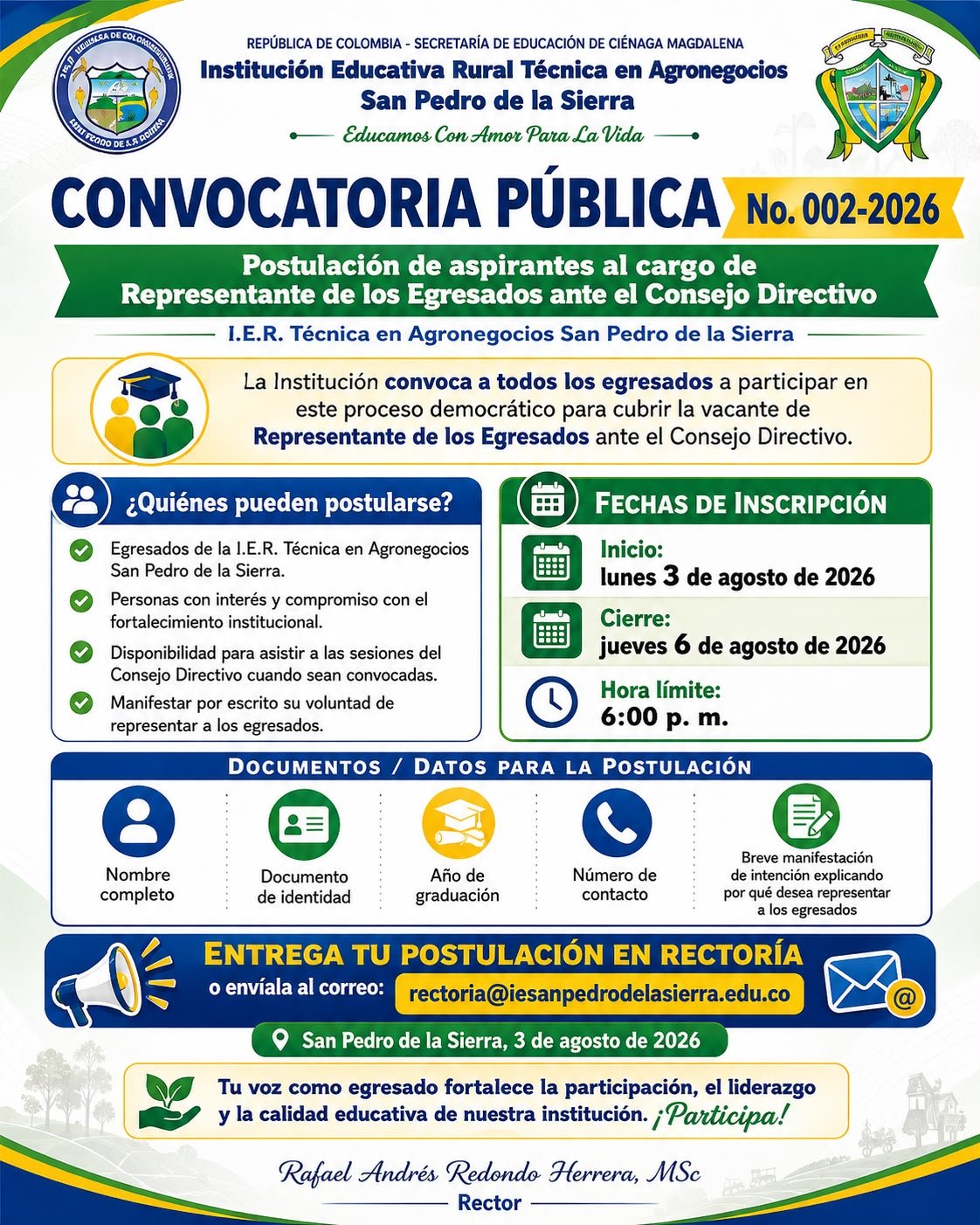 Convocatoria pública para representante de los egresados ante el Consejo Directivo